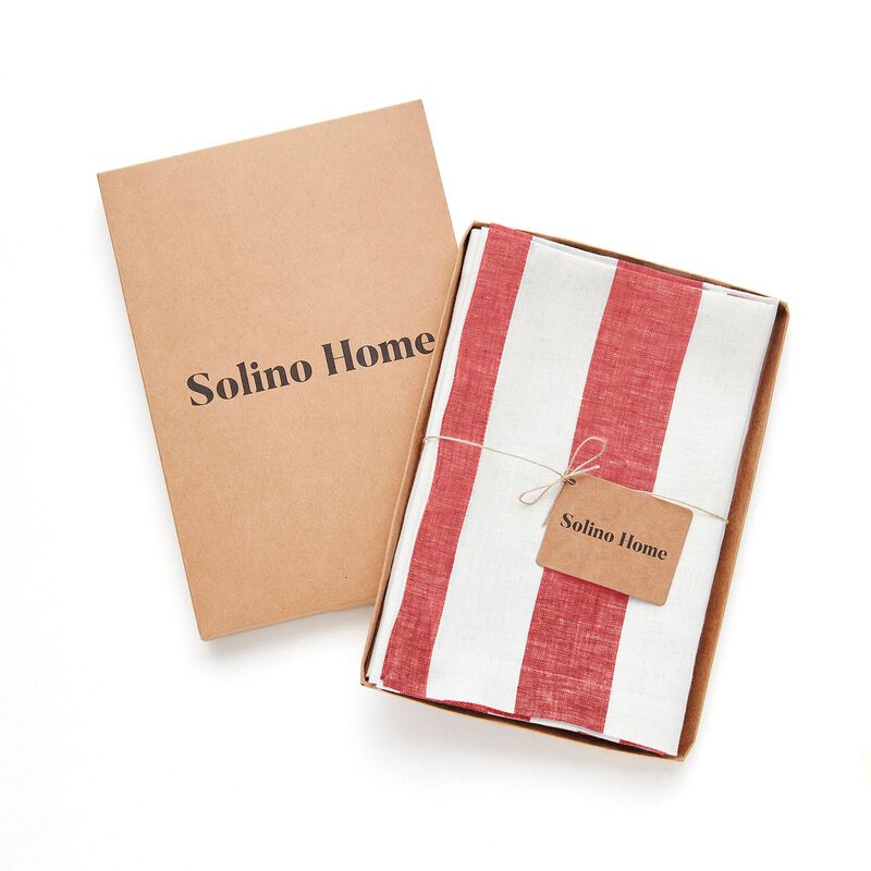 Solino Home 100% Pure Linen Dinner Napkins 20 x 20 Inch Set of 4 | Cabana Stripe
