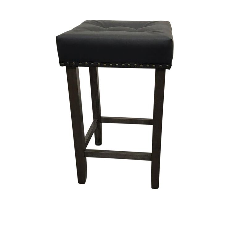 Carolina Living Sadie Tufted Upholstered Barstool - Set of 2 - Gotham Grey - Grey Upholstery