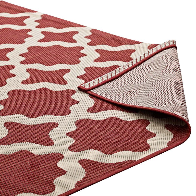 Cerelia Moroccan Trellis 5x8 Indoor and Outdoor Area Rug - Red and Beige