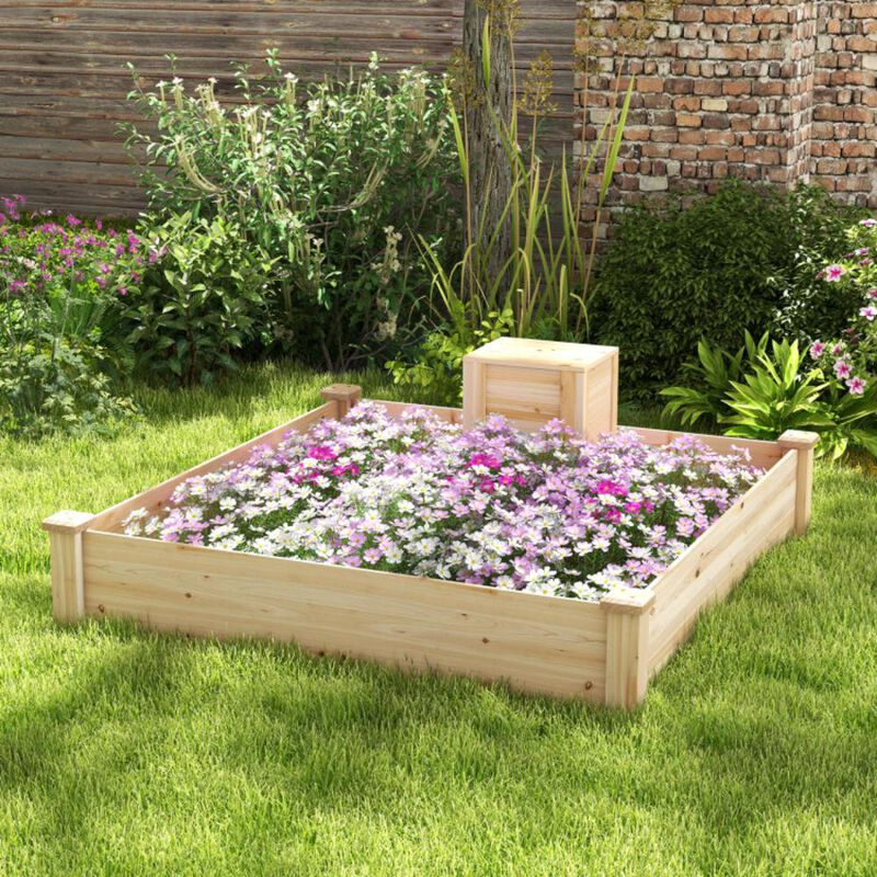 Hivvago 49 x 49 x 10 Inch Raised Garden Bed with Compost Bin and Open-ended Bottom