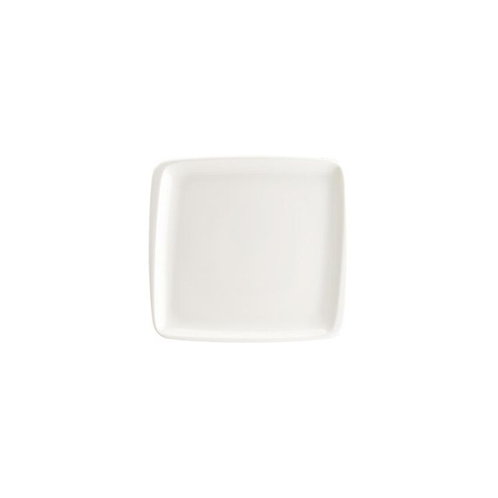 Moove 8.5" x 8" Square Warm White Porcelain Plate (Set of 2)
