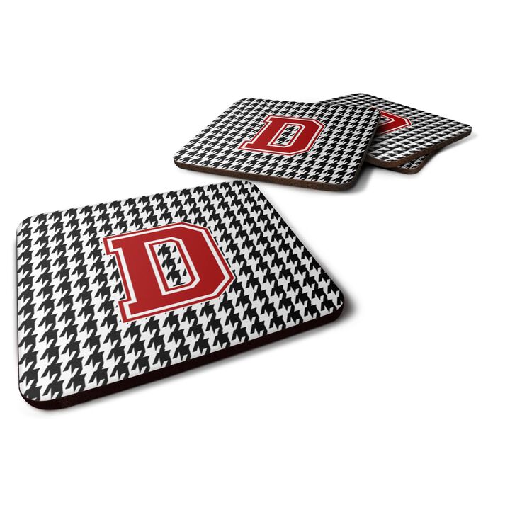 Caroline's Treasures CJ1021-DFC Monogram-Houndstooth Foam Coasters (Set of 4), Initial D, 3.5 H x 3.5 W, Multicolor