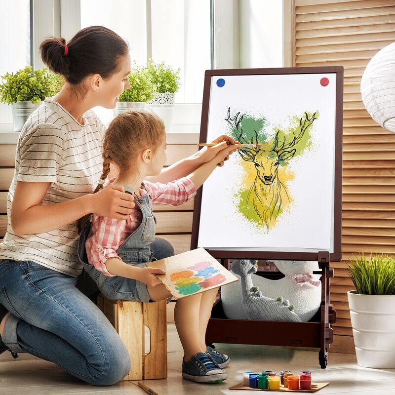 Multifunctional Kids' Standing Art Easel with Dry-Erase Board