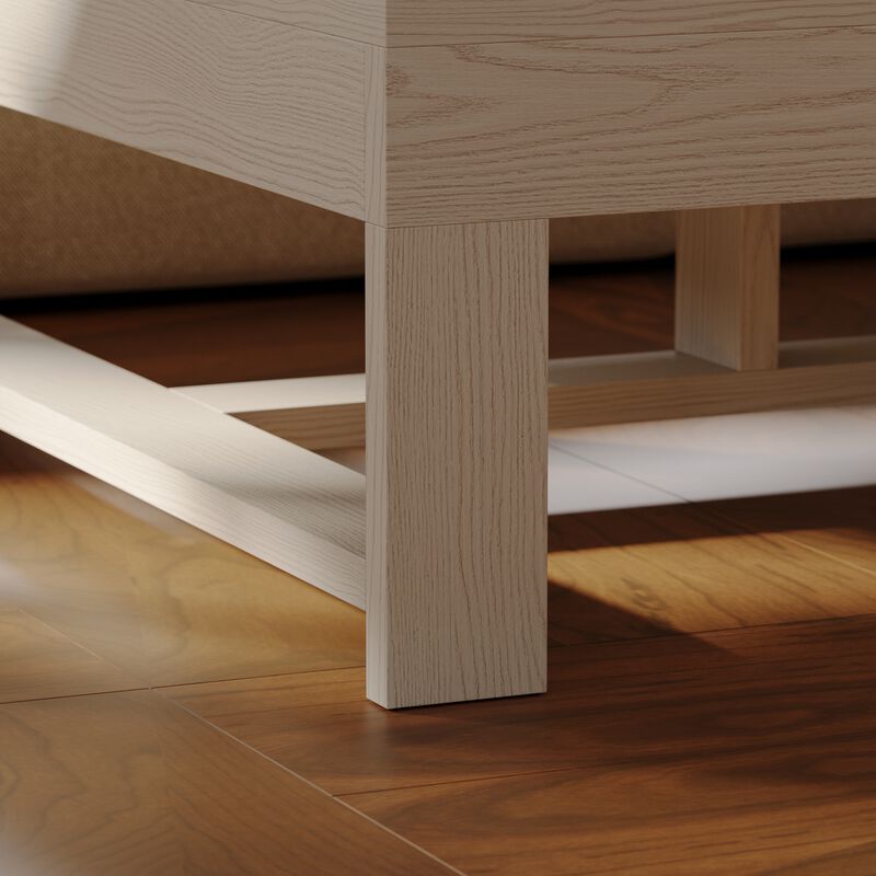 FUFU&GAGA Modern White Wood Coffee Table – Solid Wood, Square Design, Spacious Tabletop with Built-in Storage, Sturdy Frame (43.3" W x 43.3" D x 15.7" H), White