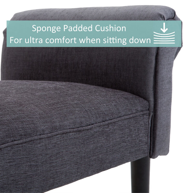 Dark Grey Comfort: 52" Linen Upholstered Ottoman Bench with Arms