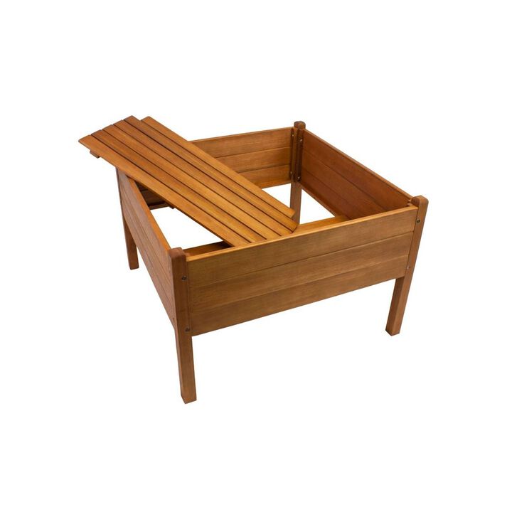Hivvago FarmHome 3ft x 3ft Raised Planter Solid Eucalyptus Garden Bed