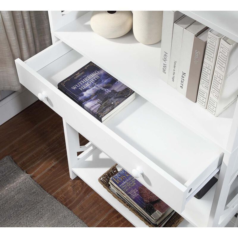 Convenience Concepts Omega 5 Tier Bookcase with Drawer, White