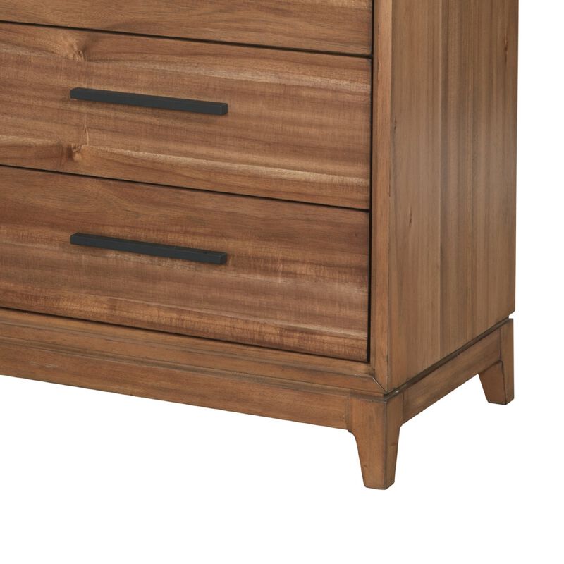 Chest with 5 Drawers and Wooden Frame, Brown-Benzara