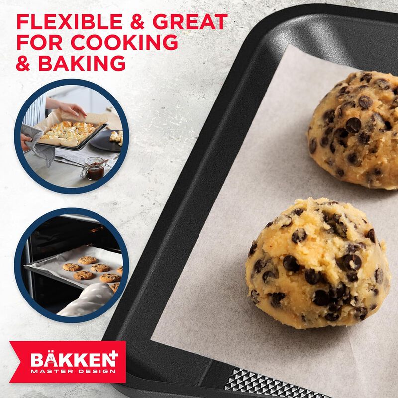 BAKKEN Kitchen Baking Pans - Nonstick Gray Coating, 13.58’’ × 9.65’’ Commercial Grade Carbon Steel Cookie Sheet, Diamond Texture Bottom