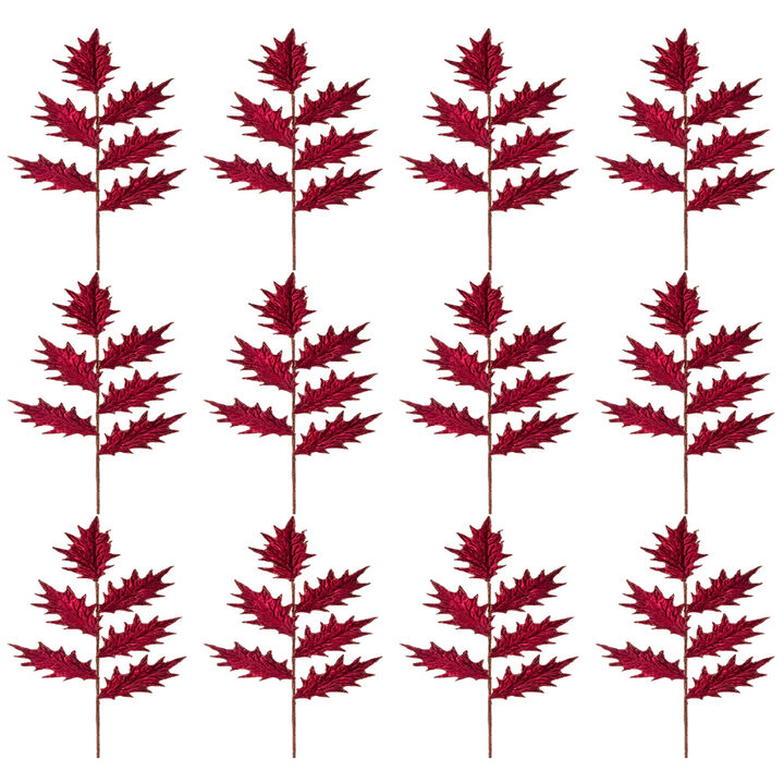 12-Piece Artificial Holly Stems for Vibrant Holiday Wreaths and Table Decor