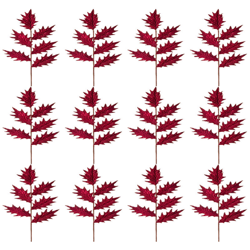 12-Piece Artificial Holly Stems for Vibrant Holiday Wreaths and Table Decor
