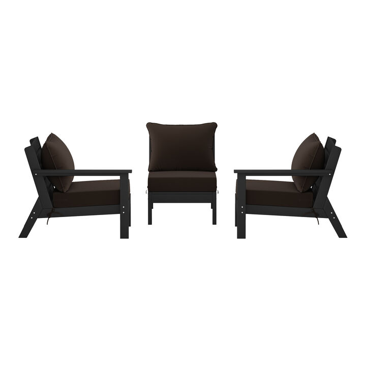 WestinTrends Outdoor Patio HDPE Sectional Sofa with Patio Cushions