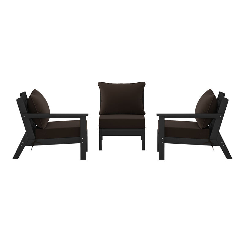 WestinTrends Outdoor Patio HDPE Sectional Sofa with Patio Cushions