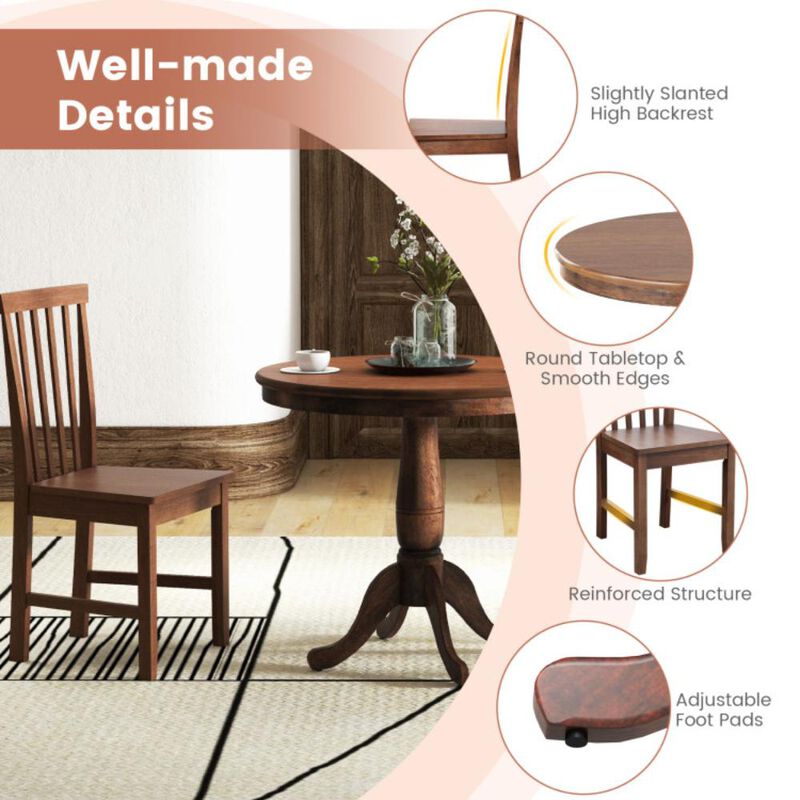 Hivvago 3 Pieces Wooden Dining Table and Chair Set for Cafe Kitchen Living Room