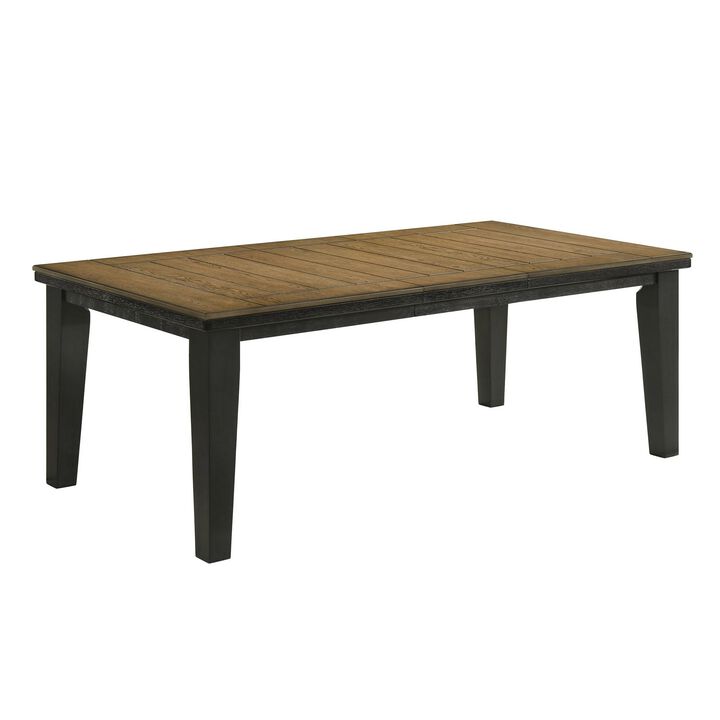 Woodlands 64-82 Inch Dining Table, Extendable, Rectangular Top, Brown - Benzara