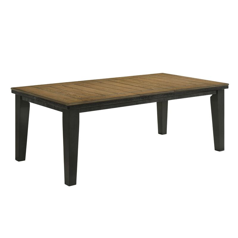 Woodlands 64-82 Inch Dining Table, Extendable, Rectangular Top, Brown - Benzara