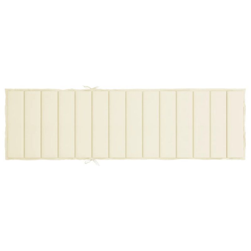 Outdoor Cushion for Chaise Lounger, Cream Oxford Fabric, 79 Inch - Benzara