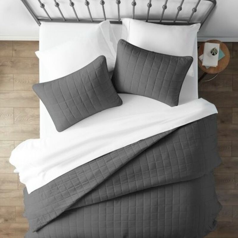 Hivvago 2 Piece Microfiber Farmhouse Coverlet Bedspread Set