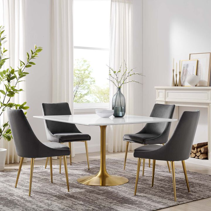Modway - Lippa 48" Square Wood Top Dining Table Gold White