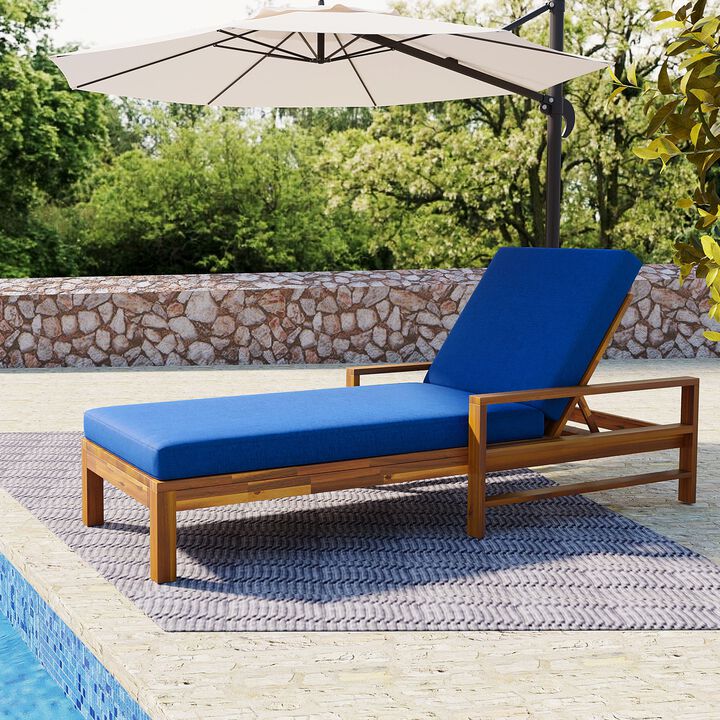 Mondawe Outdoor Patio Lounge Chair,3-Position Adjustable Backrest With Foam Cushion Lounge Chair