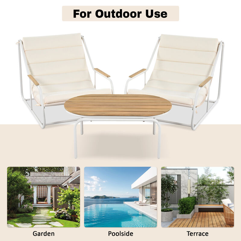 Merax Outdoor Chaise Lounge Chairs ans 1 Side Table