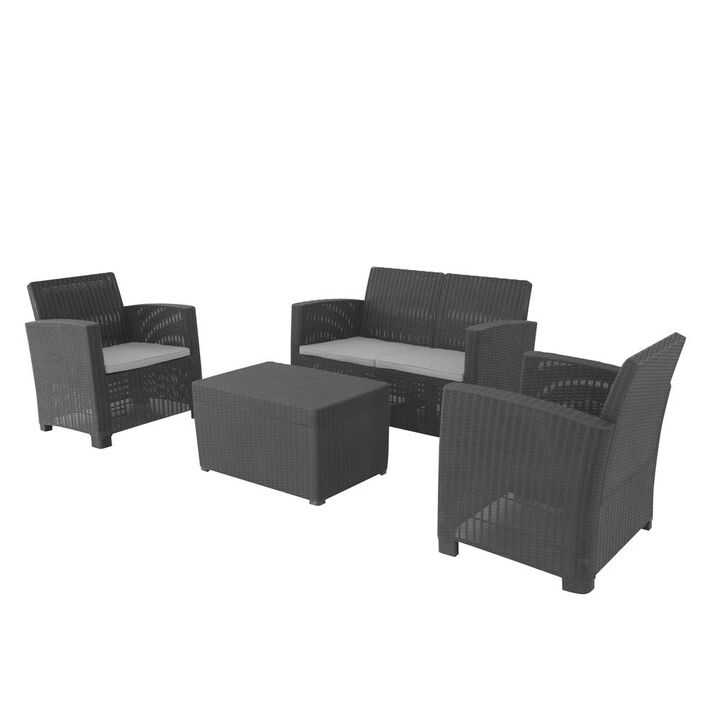 DUKAP Dukap ALTA All Weather Faux Rattan 4 Person Seating Set with Cushions