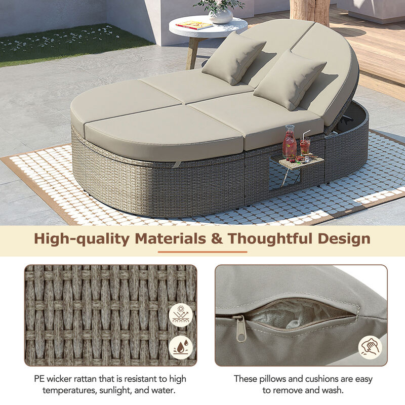 Merax  2-Person Daybed with Cushions and Pillows Outdoor Sun Bed Patio