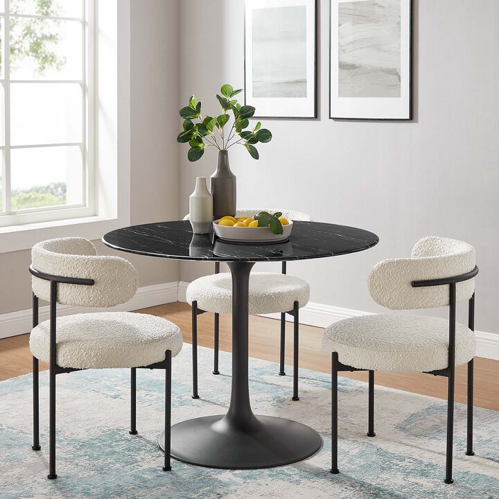 Modway - Lippa 40" Artificial Marble Dining Table Black Black
