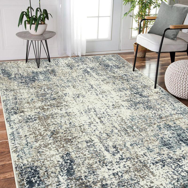 Allure Benson Blue Abstract Area Rug 5'1"x7'6"