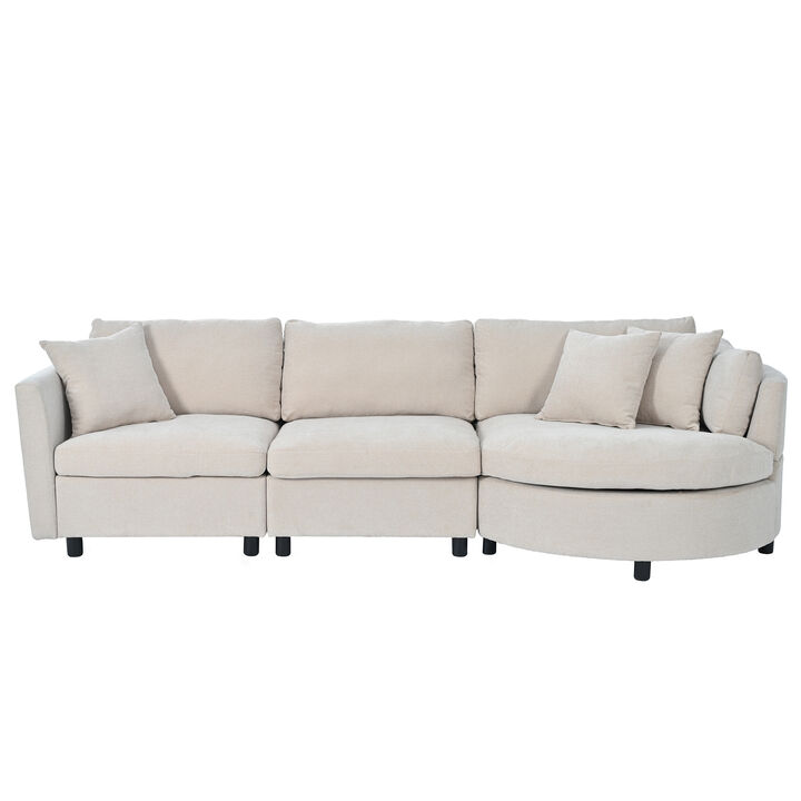Merax Modern Fabric Sofa with Three Pillows