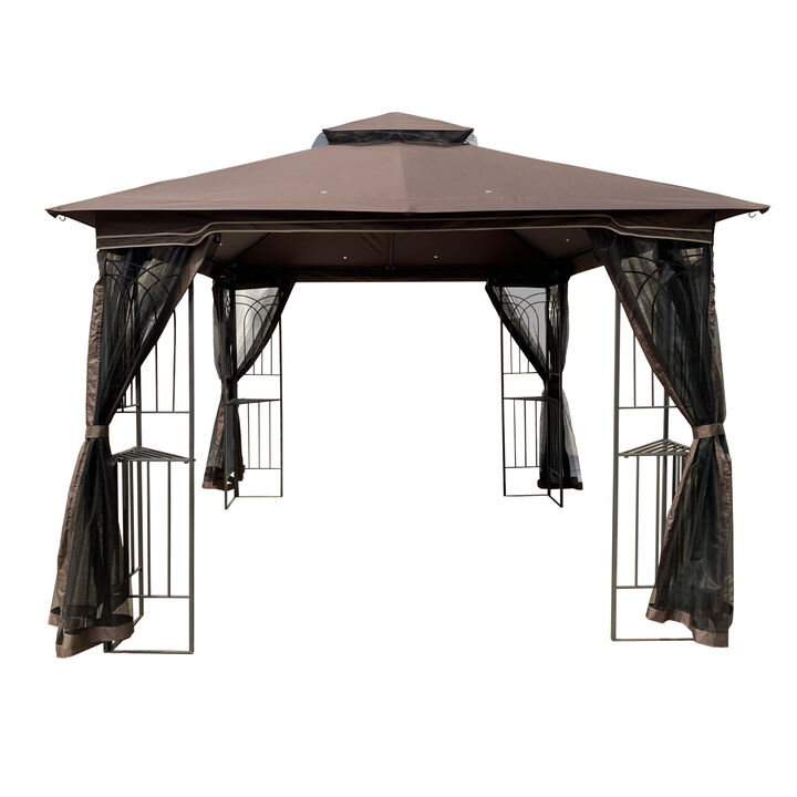 10x10 Outdoor Patio Gazebo Canopy Tent With Ventilated Double Roof And Mosquito Net