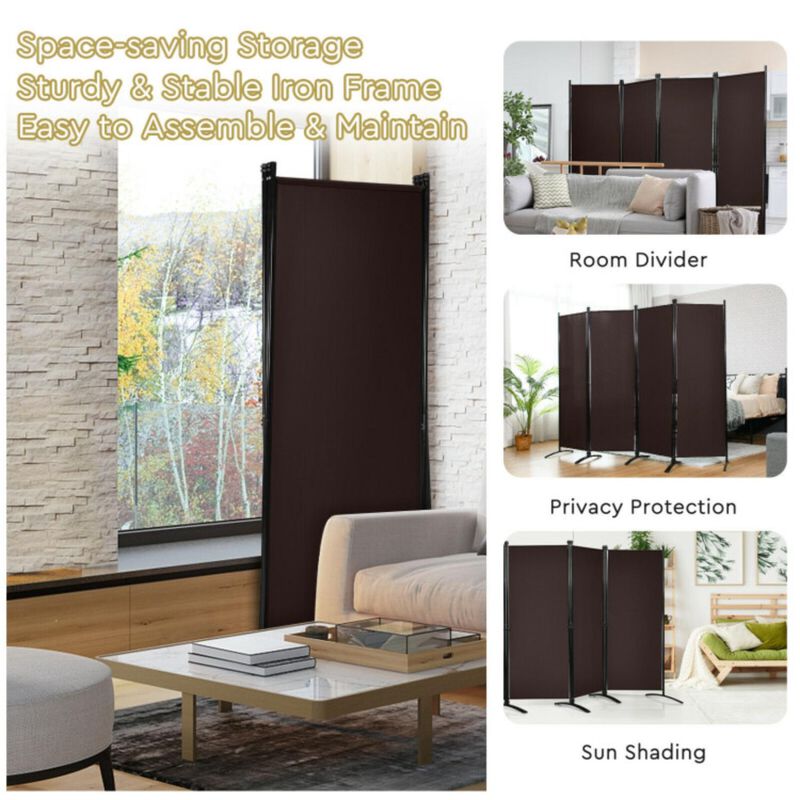 Hivvago 4-Panel  Room Divider with Steel Frame