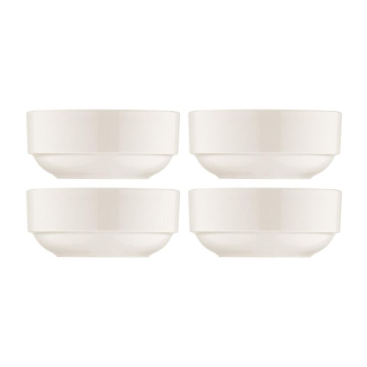 Banquet dia.4.75" h:2" 12 oz. Round Warm White Porcelain Bowl (Set of 4)