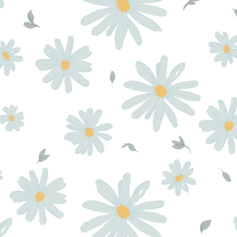 Lambs & Ivy Sweet Daisy 100% Cotton White/Blue Floral Baby Fitted Crib Sheet