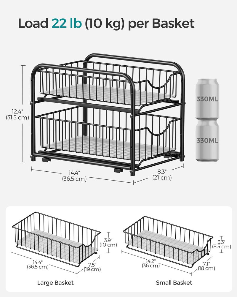2-Tier Pull-Out Cabinet Organizer - Sliding Storage Solution