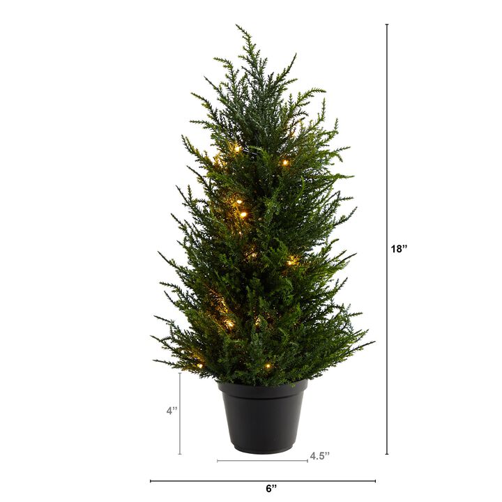 Hivvago 18 Inches Cedar Artificial Tree with LED Lights UV Resistant (Indoor/Outdoor)