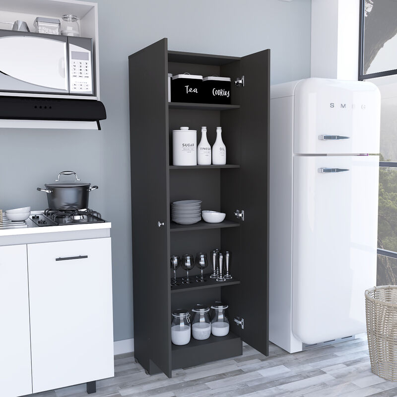 Multi Storage Pantry Cabinet, Five Shelves, Double Door Cabinet