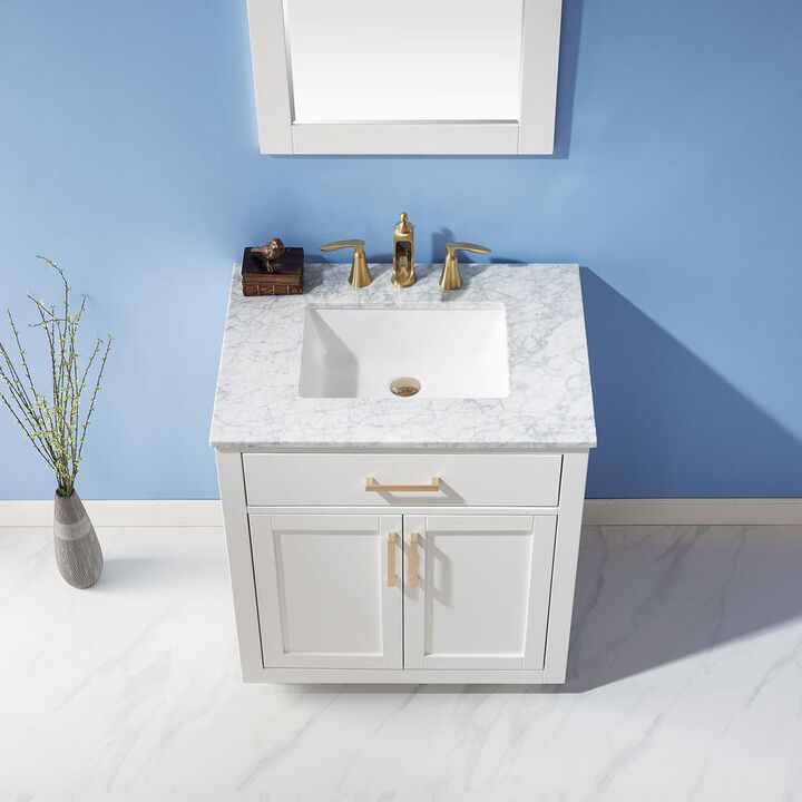 Altair 30 Single Bathroom Vanity Set in White with Mirror