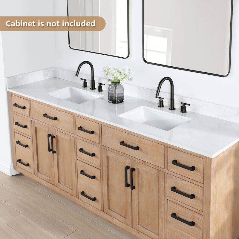 Altair Ceres 84. in engineered Stone Vanity Top in Grain White with Double White Sink