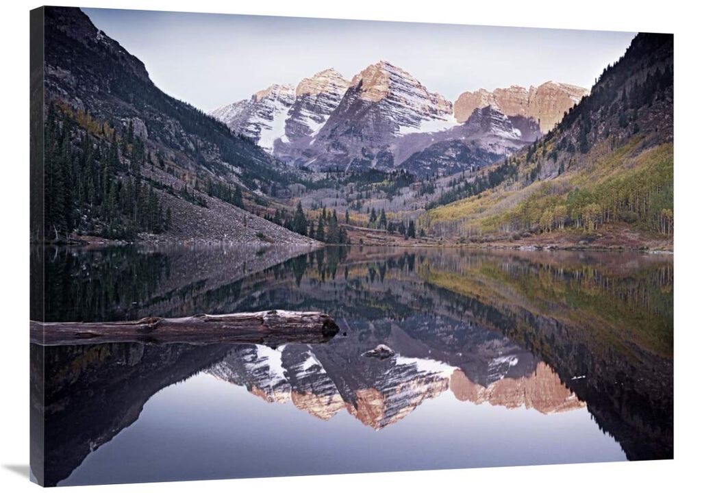 Maroon Bells reflected in Maroon Bells Lake, Snowmass Wilderness, White River National Forest, Colorado-Canvas Art-40x30
