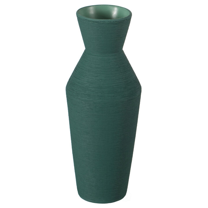 10" H Decorative Ceramic Round Sharp Concaved Top Vase Centerpiece Table Vase Green, Large