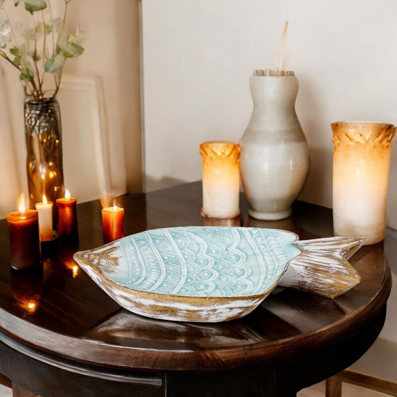Geometric Etched Fish Bowl for Home Decor and Decorative Styling