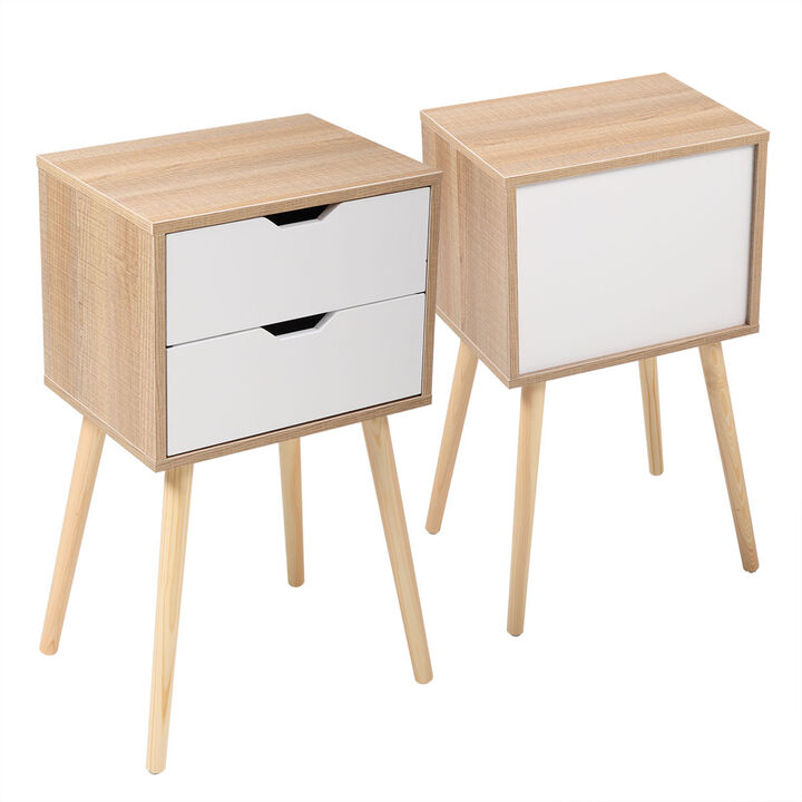 Jaxpety Double Drawer Nightstand White