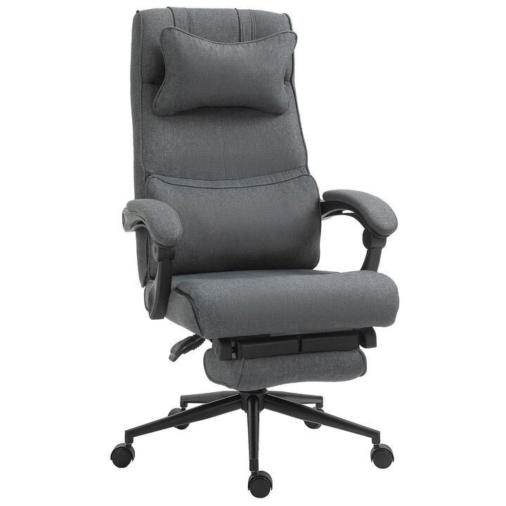 Office Desk Chair Home Ergonomic Adjustable Rolling Linen Reliner W/ Footrest