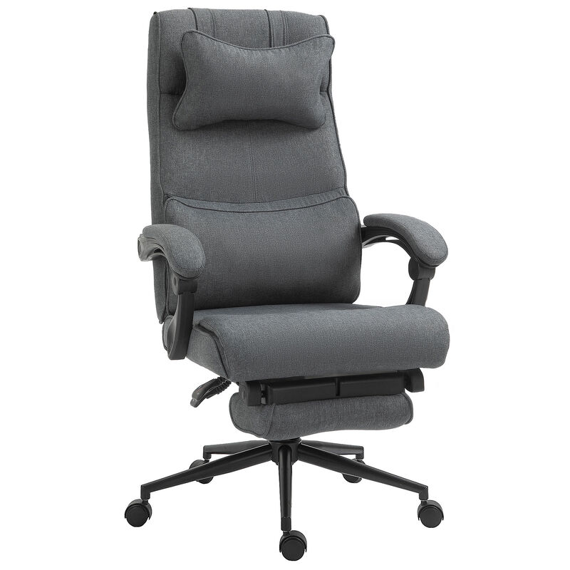 Office Desk Chair Home Ergonomic Adjustable Rolling Linen Reliner W/ Footrest