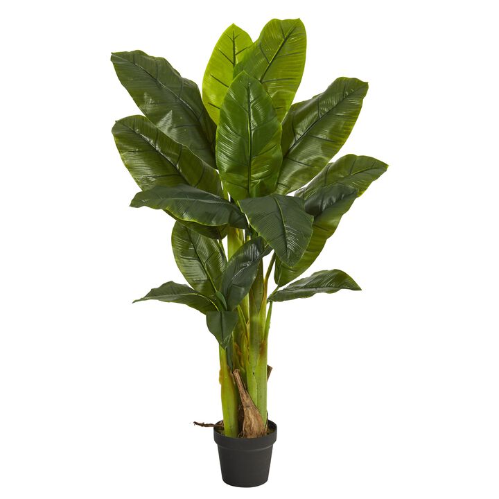 Hivvago 4 Feet Triple Stalk Banana Tree (Real Touch)