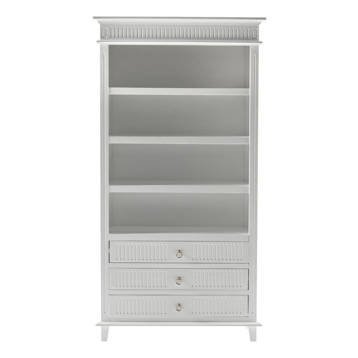 Belen Kox Classic White Bookcase with 3 Drawers, Belen Kox