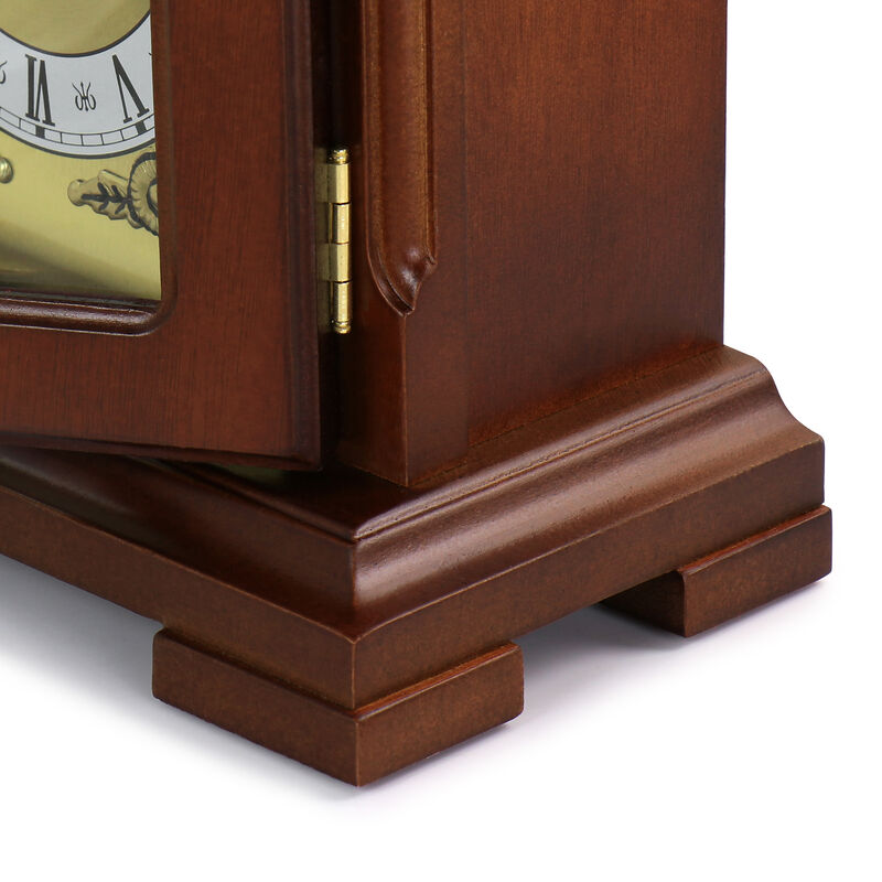 Bedford Clock Collection Mahogany Mantel Clock with Chimes