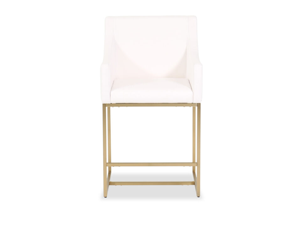 24” Modern Curved Arm Counter Stool in White
