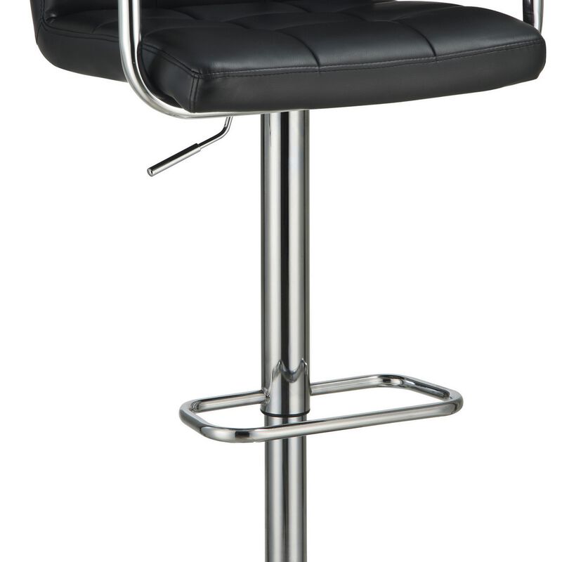 Grid Adjustable Swiveling Bar Stool, Black-Benzara